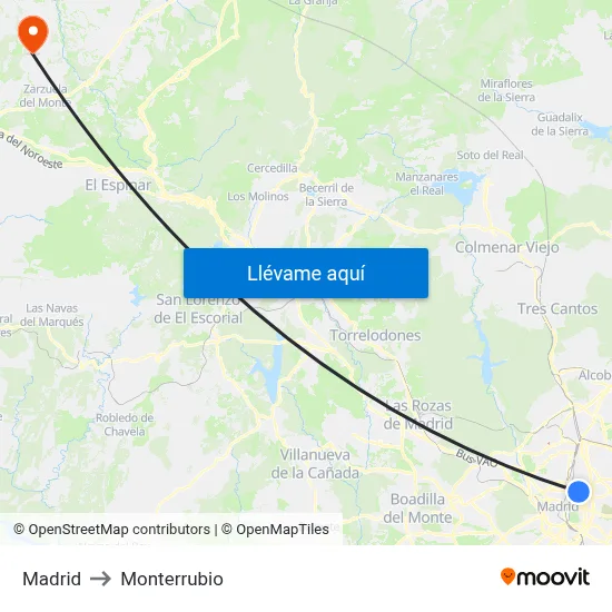 Madrid to Monterrubio map