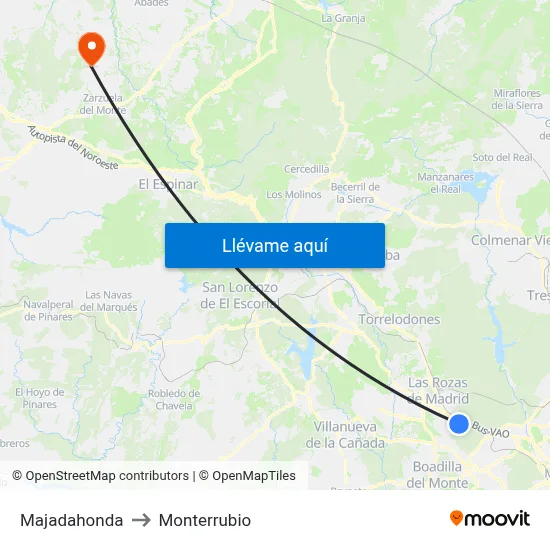 Majadahonda to Monterrubio map