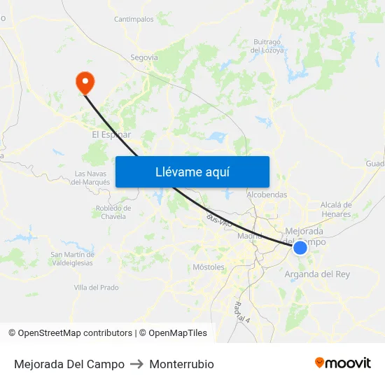 Mejorada Del Campo to Monterrubio map