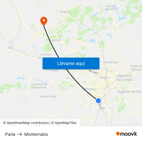 Parla to Monterrubio map