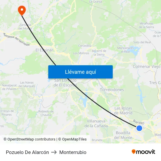 Pozuelo De Alarcón to Monterrubio map