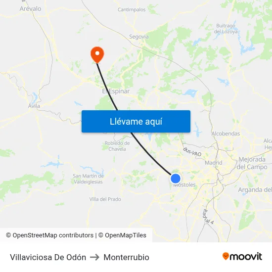 Villaviciosa De Odón to Monterrubio map
