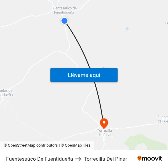Fuentesaúco De Fuentidueña to Torrecilla Del Pinar map