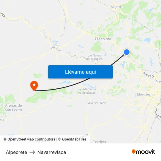 Alpedrete to Navarrevisca map