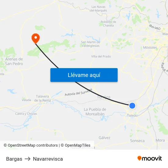 Bargas to Navarrevisca map