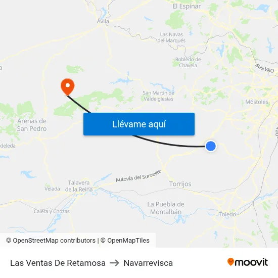 Las Ventas De Retamosa to Navarrevisca map