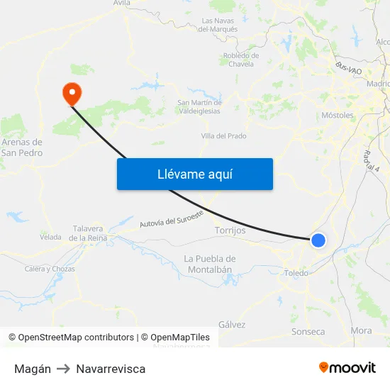 Magán to Navarrevisca map