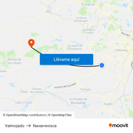 Valmojado to Navarrevisca map