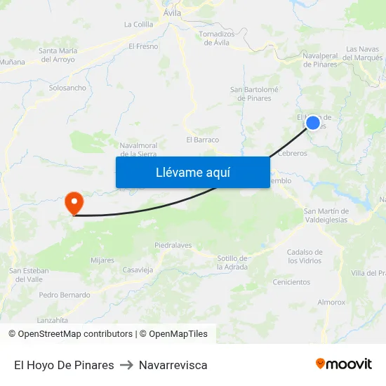 El Hoyo De Pinares to Navarrevisca map