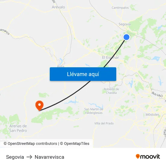Segovia to Navarrevisca map