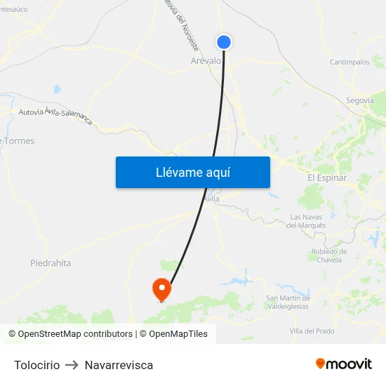 Tolocirio to Navarrevisca map
