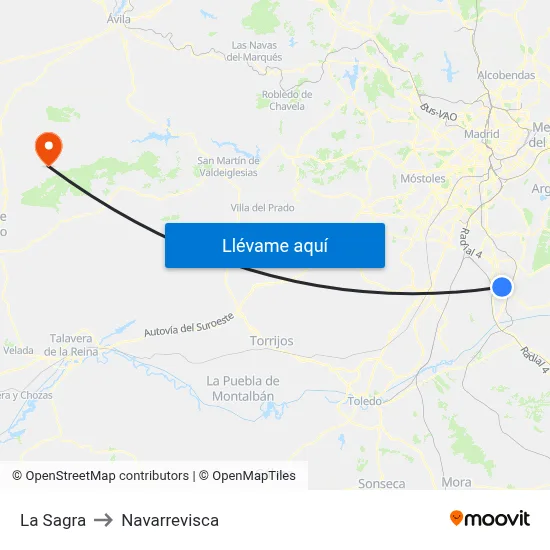 La Sagra to Navarrevisca map