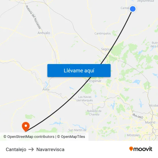 Cantalejo to Navarrevisca map