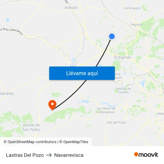 Lastras Del Pozo to Navarrevisca map