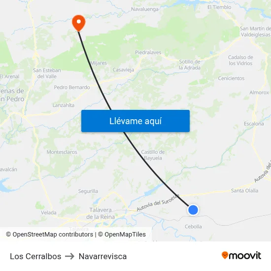 Los Cerralbos to Navarrevisca map
