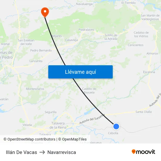 Illán De Vacas to Navarrevisca map