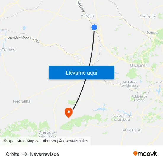 Orbita to Navarrevisca map