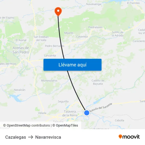 Cazalegas to Navarrevisca map