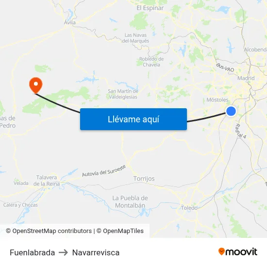 Fuenlabrada to Navarrevisca map