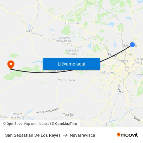San Sebastián De Los Reyes to Navarrevisca map