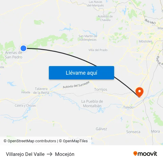 Villarejo Del Valle to Mocejón map