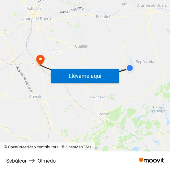 Sebúlcor to Olmedo map