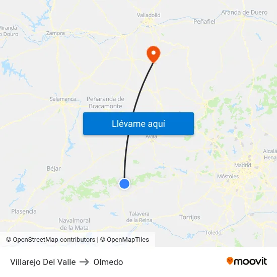 Villarejo Del Valle to Olmedo map