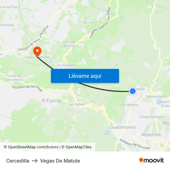 Cercedilla to Vegas De Matute map