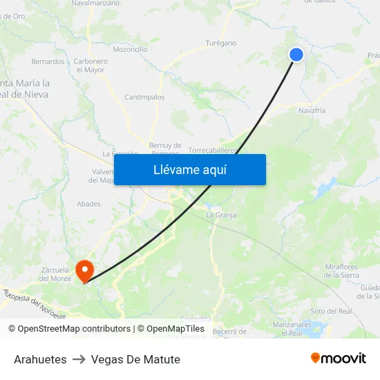 Arahuetes to Vegas De Matute map