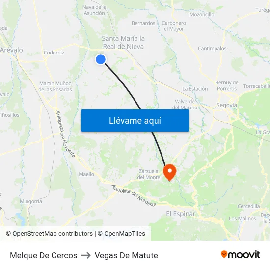 Melque De Cercos to Vegas De Matute map