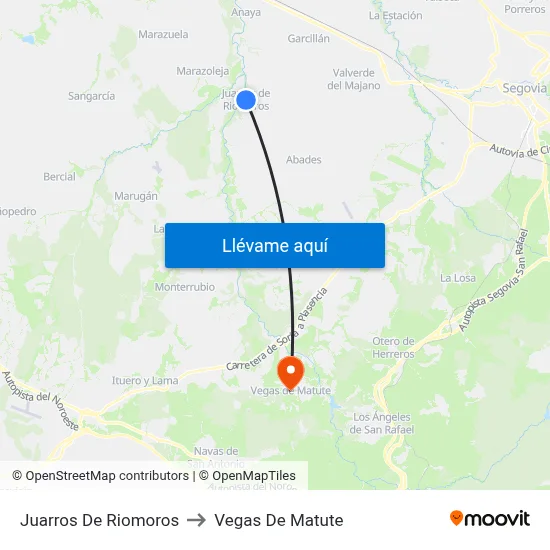 Juarros De Riomoros to Vegas De Matute map