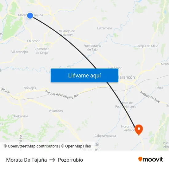 Morata De Tajuña to Pozorrubio map