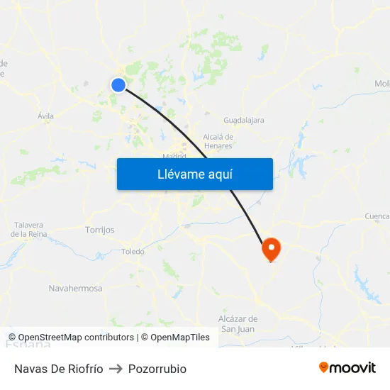 Navas De Riofrío to Pozorrubio map