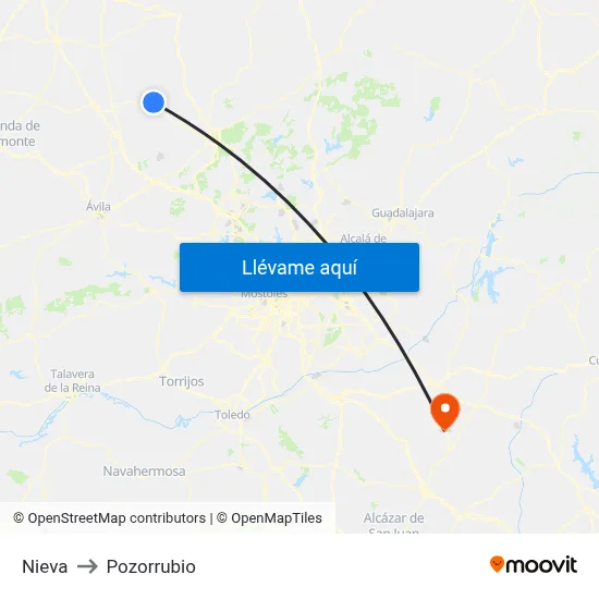 Nieva to Pozorrubio map