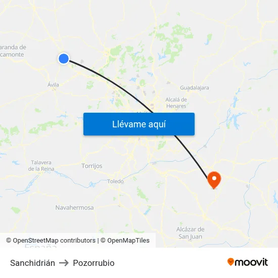 Sanchidrián to Pozorrubio map