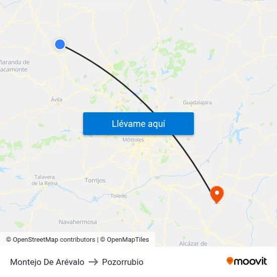 Montejo De Arévalo to Pozorrubio map