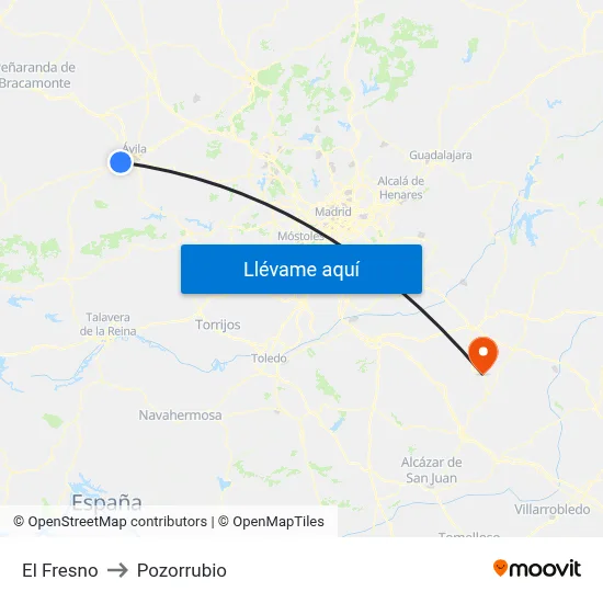 El Fresno to Pozorrubio map