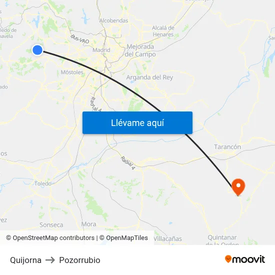 Quijorna to Pozorrubio map