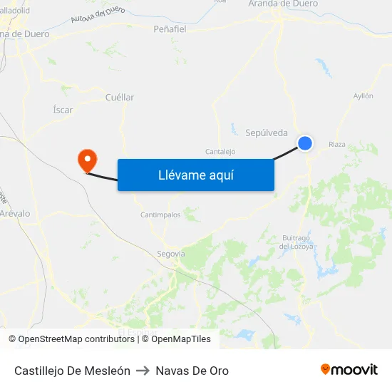 Castillejo De Mesleón to Navas De Oro map