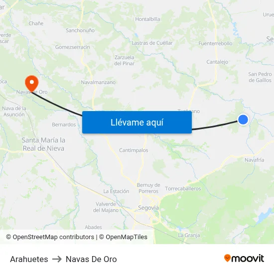 Arahuetes to Navas De Oro map