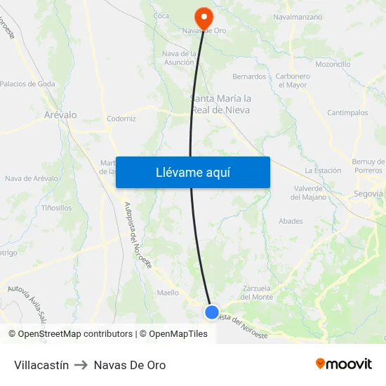 Villacastín to Navas De Oro map