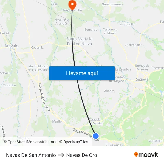 Navas De San Antonio to Navas De Oro map