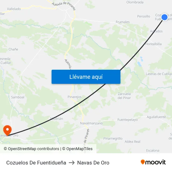 Cozuelos De Fuentidueña to Navas De Oro map