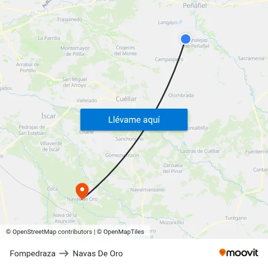 Fompedraza to Navas De Oro map