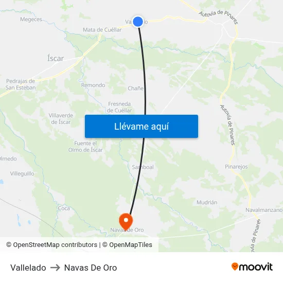 Vallelado to Navas De Oro map
