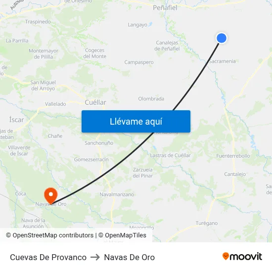 Cuevas De Provanco to Navas De Oro map