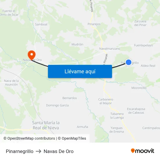 Pinarnegrillo to Navas De Oro map