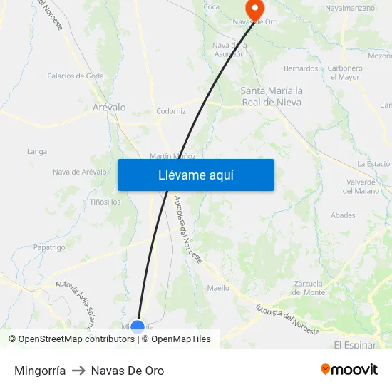 Mingorría to Navas De Oro map