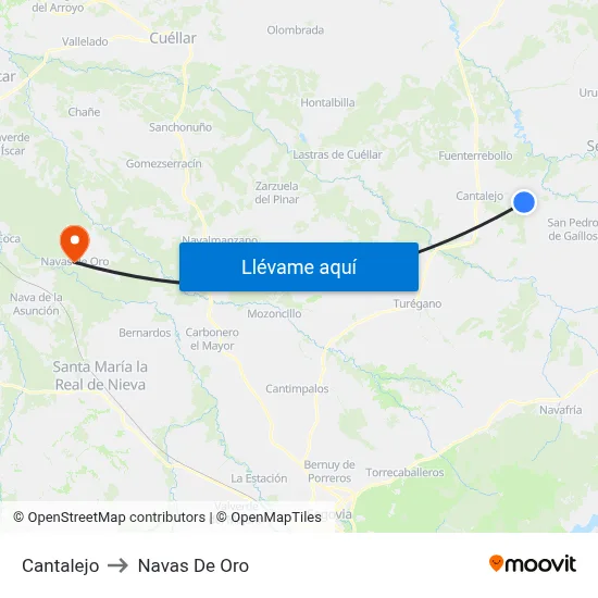 Cantalejo to Navas De Oro map