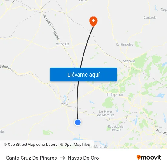 Santa Cruz De Pinares to Navas De Oro map